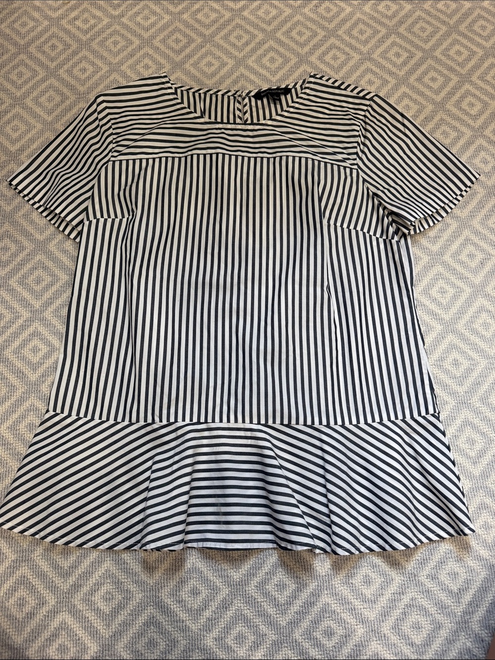 Banana Republic Black & White Striped Peplum Blouse